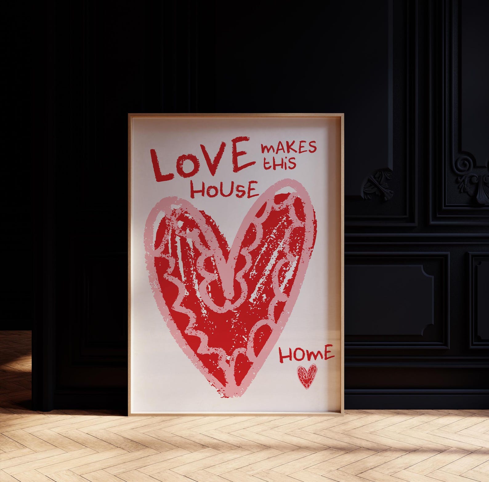Love Makes This Home Printable Love Wall Art Digital Download Love Prints Typography Heart Wall ...