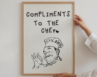 Impresión de felicitaciones al chef: arte con frases divertidas de cocina (descarga digital)