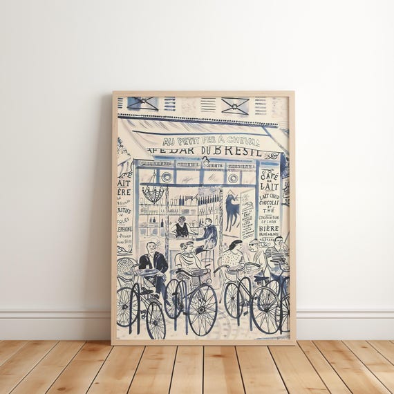 French Cafe Art Print: Parisian Bistro Kitchen Decor, Digital Download
