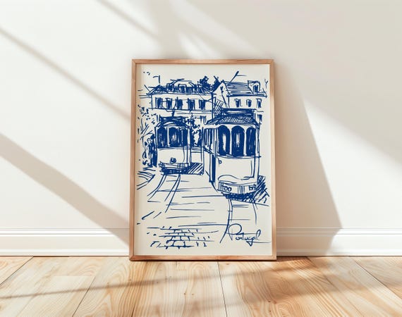 Lisbon Tram Print: Vintage Portugal Travel Poster (Digital Download)