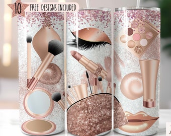 Makeup Tumbler PNG | Makeup Artist Tumbler Wrap Png