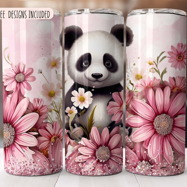 Panda Tumbler PNG | 20oz skinny tumbler PNG | Kids Tumbler Wrap