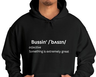 Bussin' Teen Slang Unisex Heavy Blend™ Hooded Sweatshirt Black or Royal Blue