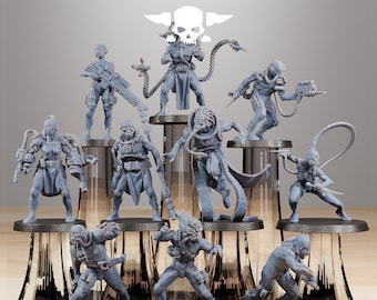 GrimCorp Bounty Hunters von StationForge/ Wargame Miniatures/10 Figuren +Bases