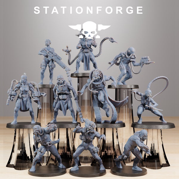 GrimCorp Bounty Hunters von StationForge/ Wargame Miniatures/10 Figuren +Bases