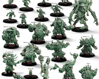 Jade Jaws full fantasy football team, tabletop/wargame Miniatures by BigChildCreatives + free bases