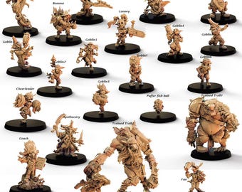 Stormcoast Vandals full fantasy football team, tabletop/wargame Miniatures by BigChildCreatives + free bases