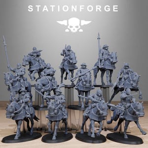 StationForge の RoyalGuard 騎兵隊 / ウォーゲームミニチュア 11 体 + 無料ベース
