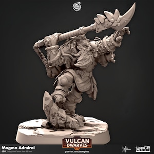 Magma Admiral by CastnPlay (No. 680) Vulcan Dwarves, Wargame/ Tabletop Miniature + Free Base