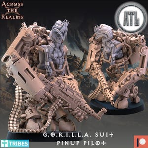 Gorilla pinup from Across the Realms, Wargame Miniature+ Free Base