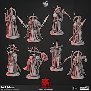 Foul Priests von CastnPlay (Nr. 743) Tabletop Miniatur, Church of Wrath/8 Figuren + Gratis Bases
