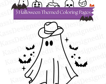 Conjunto de 3 páginas para colorir de Halloween | Atividade em PDF para imprimir para crianças e adultos