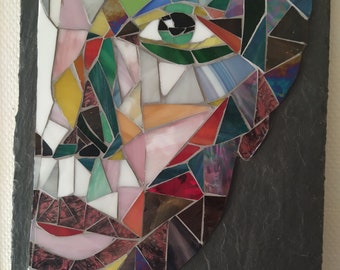 mosaique de verre 'Visage' 40x27cm