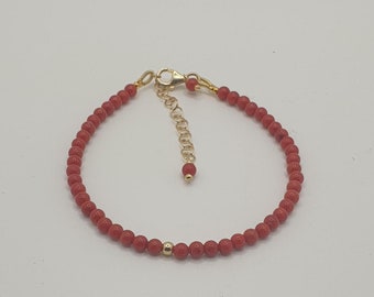 Vergoldete 925 Sterlingsilber Italienische Natürliche Rote Koralle Armband