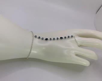 Pulsera de plata de ley 925 con cadena de cristal para la mano