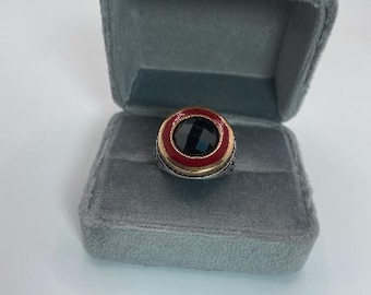 Sterling Silver Black Stone Turkish Ring – Size 17