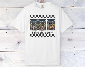 Baseball, I Live Here Now Raccoon Comfort Colors Unisex Shirt