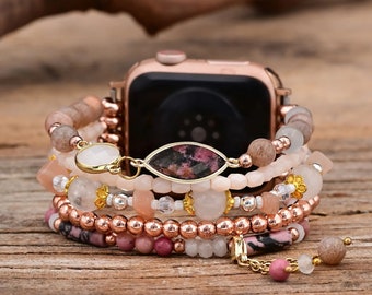 Stretchable Apple watch Boho Band for Girls Women | Cute Elastic Beaded Strap for Apple Watch All Series, 41mm 45mm 49mm 44mm 42mm 40mm 38mm