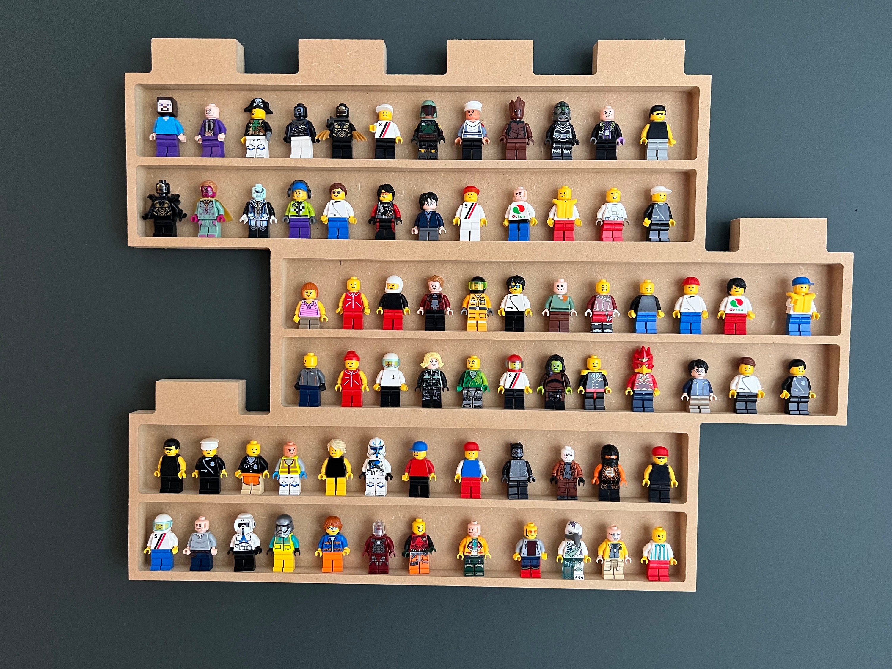 Stacked Brick Minifigure Wall Display Holds up to 72 Minifigures Perfect Gift for Any Occasion Showcase Your Collection Etsy