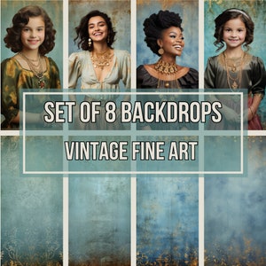Set of 8 Fine Art Texture Backdrops | Antique Copper Aesthetic, Photo Editing Template, Event Photography, Rustic Portrait  Background