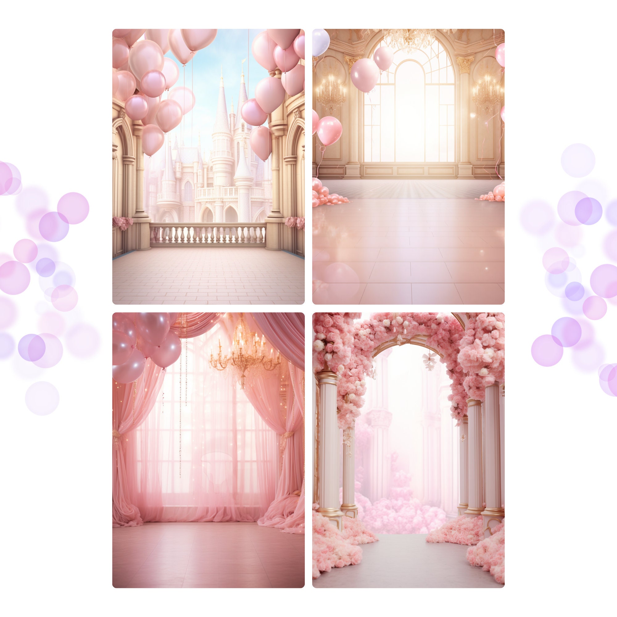 Princess Backing Paper Princess Castle Photo Backdrops | Pink Interior, Birthday (digital ...