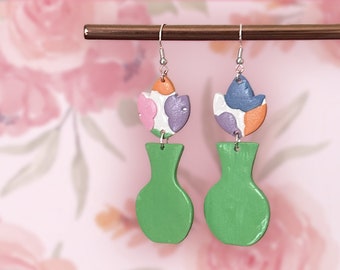 SOMMER! Bunte Blumige Polymer Clay Ohrringe