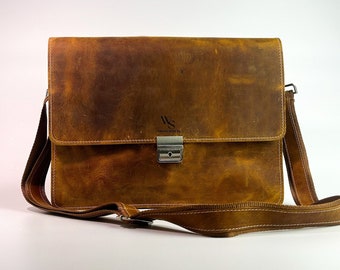 Gift for Dad - Genuine Leather Laptop Bag – Monogram Leather Bag for Men – Handmade Messenger Bag – Leather Briefcase – Leather Computer Bag
