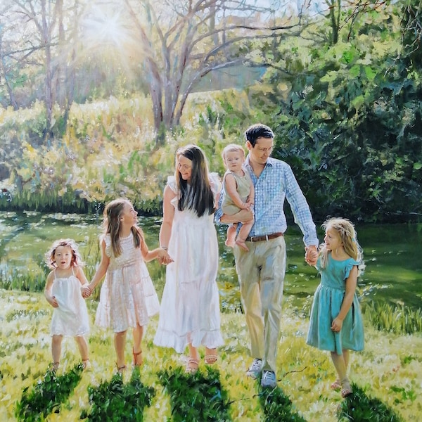 Portrait à l'huile personnalisé à partir d'une photo sur toile | Peinture à partir d'une photo | Photo de famille à l'huile | 100 % peint à la main | Le meilleur cadeau pour toutes les occasions