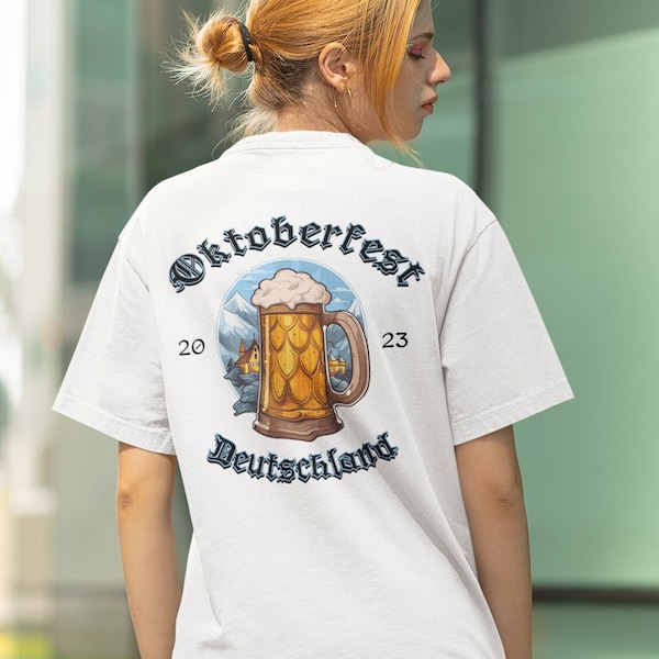 2023 German Oktoberfest Shirt, München Deutschland, Retro Oktoberfest Munich, Germany T-Shirt, Souvenir Gift for him, bier stein and alps