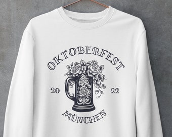 Germany Oktoberfest 2022 Sweatshirt, Munich Deutschland Sweater, Germany Sweatshirt, Classic Tattoo Styling, Beer Stein and Roses, Crewneck