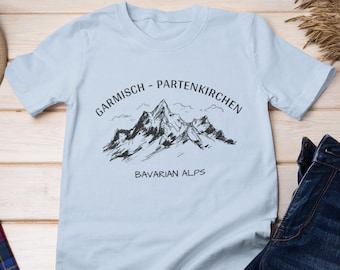 Garmisch-Partenkirchen Mountains Shirt, Scenic Tee, European Alps, Rocky Mountains, Germany, Wanderlust, Apre Ski, Gift Idea, Souvenir