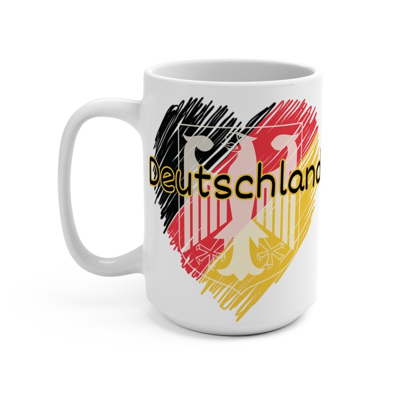 Deutschland German Coffee Mug, Eagle Coat of Arms, Germany Flag