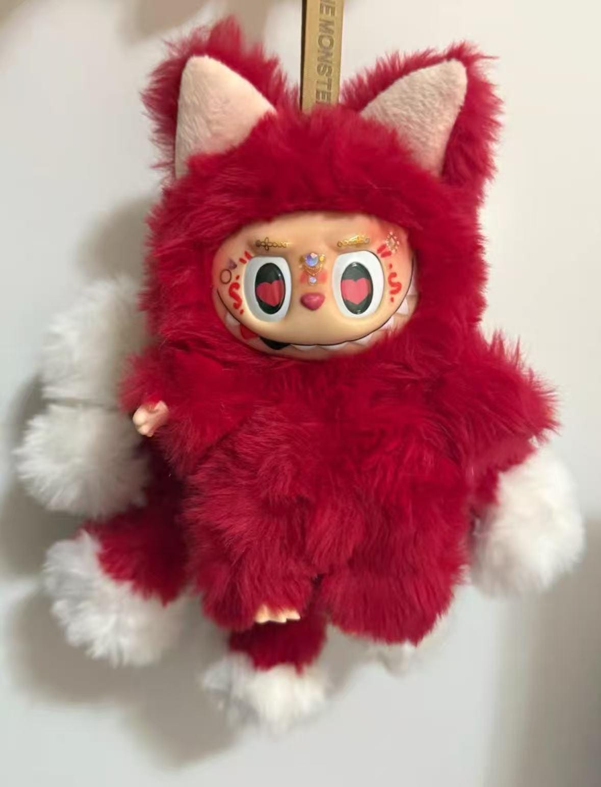 Handmade Personalized Labubu Doll, Red Doll, Custom Pop Mart Art Toy, One of a Kind Designer Figure, Handcrafted Collectible Gift