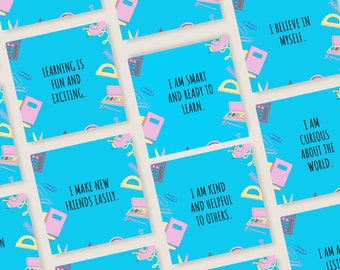 Back-to-School Daily Affirmation Cards! Printable Motivational Card Deck for Children. Instant Download - Boost Mental Health & Positivity.