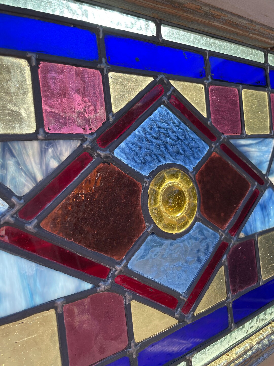 Antique Victorian Stained Glass Transom Window Restored Etsy