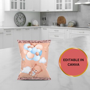 Baby Shower Chip Bag Template, Baby Shower Chip Bag, Chip Bag Template Canva Editable, Party Chip Bag, Chip Bag Editable, DIY Canva