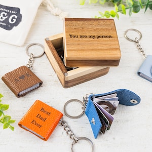 Mini Photo Album Keychain, Leather Photo Album Gift, Anniversary Couple Gift, Valentine Day Gift, Gift for him
