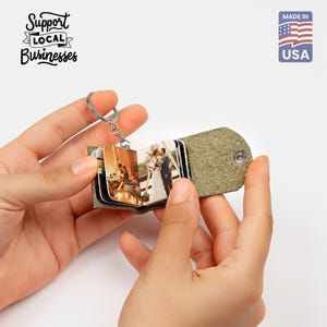 Personalized Leather Photo Album Keychain, Gift for her and him