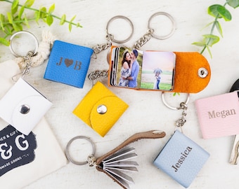 Custom Mini Leather Photo Album Keychain: Personalized Photo Gifts