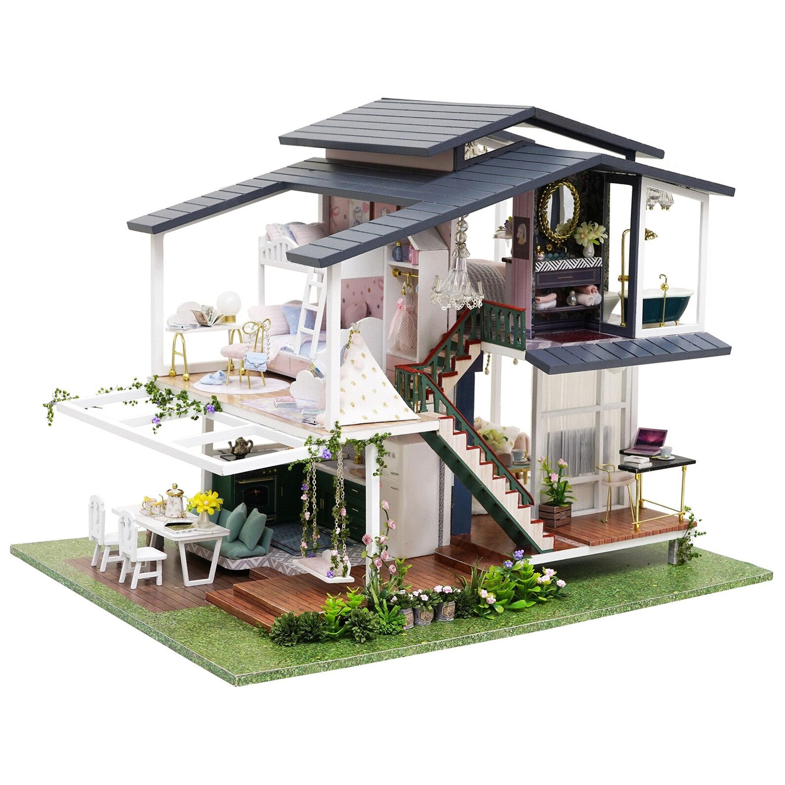 Modern Villa Miniature Kit DIY Miniature Doll House Self Etsy Canada