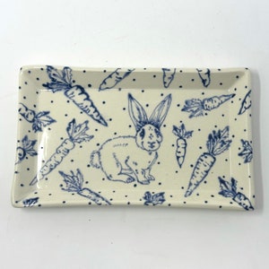 1 Hand-crafted, Ceramic, Bunny Rabbit Dish/ Tray