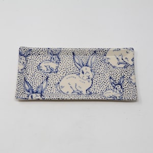 1 Hand-Crafted, Ceramic, Bunny Rabbit Tray