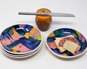 1 - Set of 4, Hand-Crafted, Ceramic Appetizer/ Dessert Plates