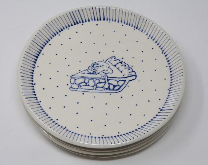 1 Hand-Crafted, Set of 4, Ceramic, Dessert Plates