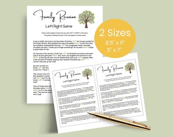 Family Reunion Games, Left Right Printable, Family Reunion Ideas Party Activities, Left and Right Game, Left and Right Story, Reunion Party