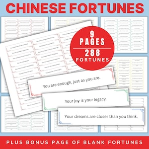 Printable Fortune, Chinese Fortunes, Fortune Messages, Fortune Cookies Print, Fortune Teller, Editable Printable Sayings, Uplifting Messages