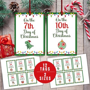 12 Days of Christmas, Printable Christmas Gift Tags, Christmas Gift Tags, Christmas Gift Wrap, Christmas Tags, Holiday Gift Tag Template