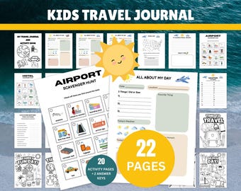Travel Vacation Printable Journal Kit for Kids, Travel Diary, Adventure Journal, Road Trip Games, Travel Activities, Travel Book for Kids