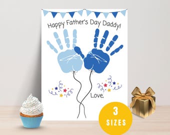 Fathers Day Handprint Art, Fathers Day Card, Fathers Day Craft, Happy Fathers Day, Toddler Gift for Dad, First Fathers Day, Printable Card