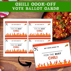 Chili Cook Off, Chili Score Card, Cook Off Score Card Ballot, Chili Cookoff Voting, Chili Cook Off Party Ideas, Chili Contest Competition